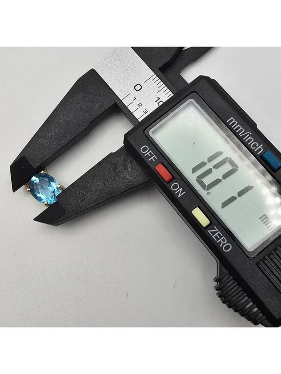 10K Yellow Gold Diamond & Blue Topaz 'I Love You' Slide Pendant - Picture 8 of 11